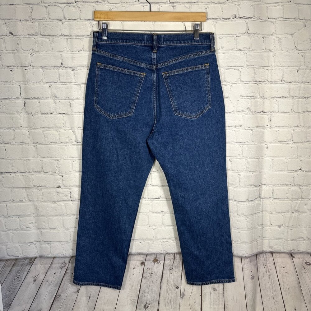 Abercrombie & Fitch Women's Straight Leg Jeans - Deep Indigo Blue Denim - Picture 6 of 10